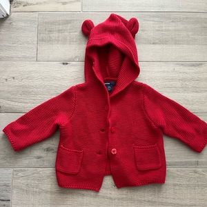 Baby gap Red bear ears hoodie sweater ❤️